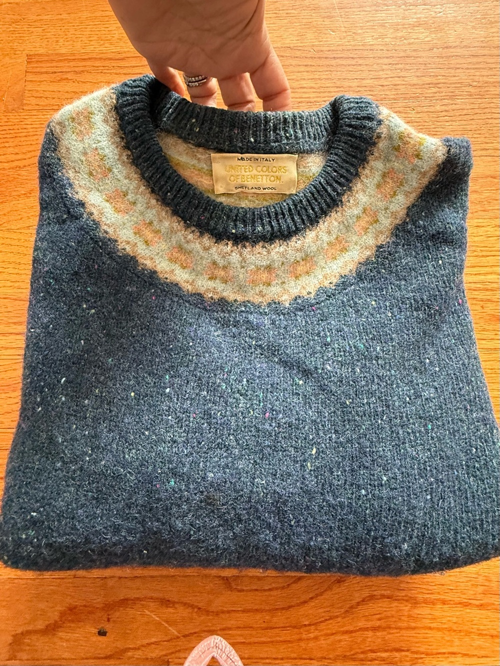 Vintage United Colors Of Benetton Fair Isle Shetland Wool Made In Italy Sweater